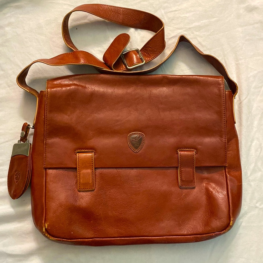 Vintage Leather Tonino Lamborghini Leinenkugel’s Messenger Bag